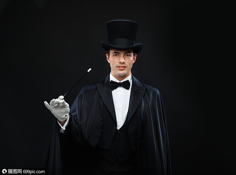 表演,马戏,表演魔术师戴着顶帽子,魔杖表演魔术
