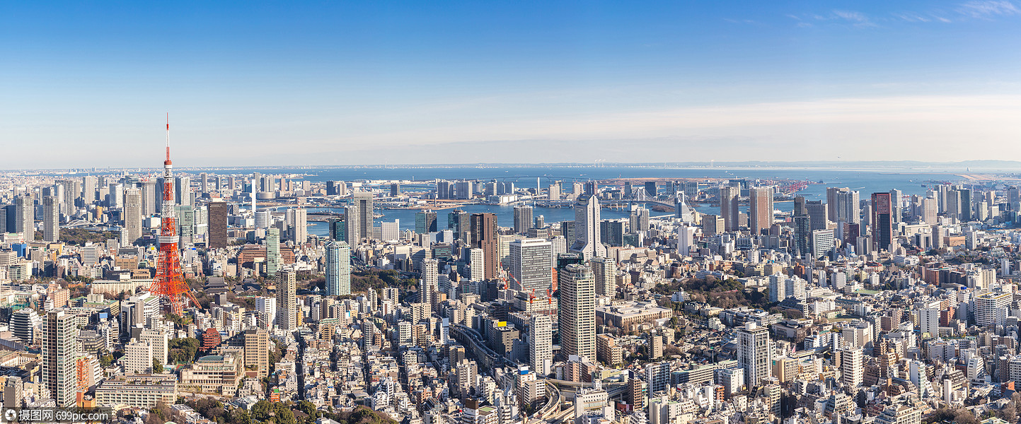 东京塔与天际线东京日本全景地标帕诺