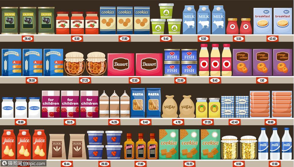 超市饮料货架简笔画图片