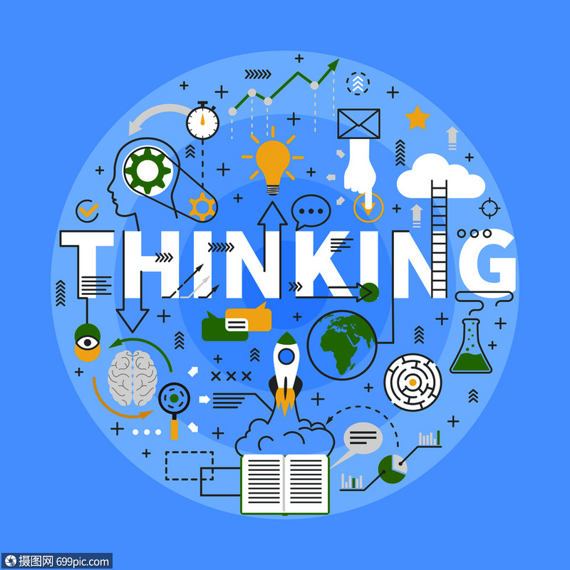 心理符号球形构成的感觉思想思想行为模式平蓝色背景海报矢量插图精神