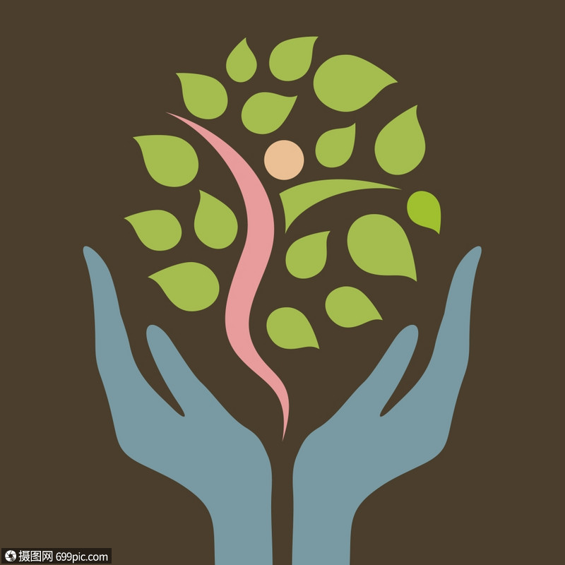 双手抱着棵树矢量插图