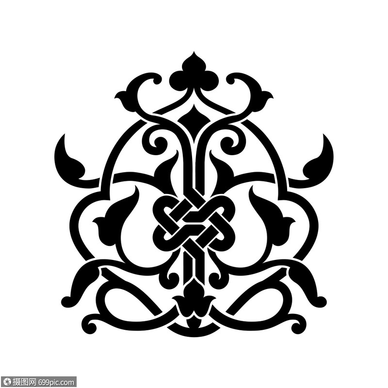 用于纹身孤立矢量插图的抽象阿拉伯符号