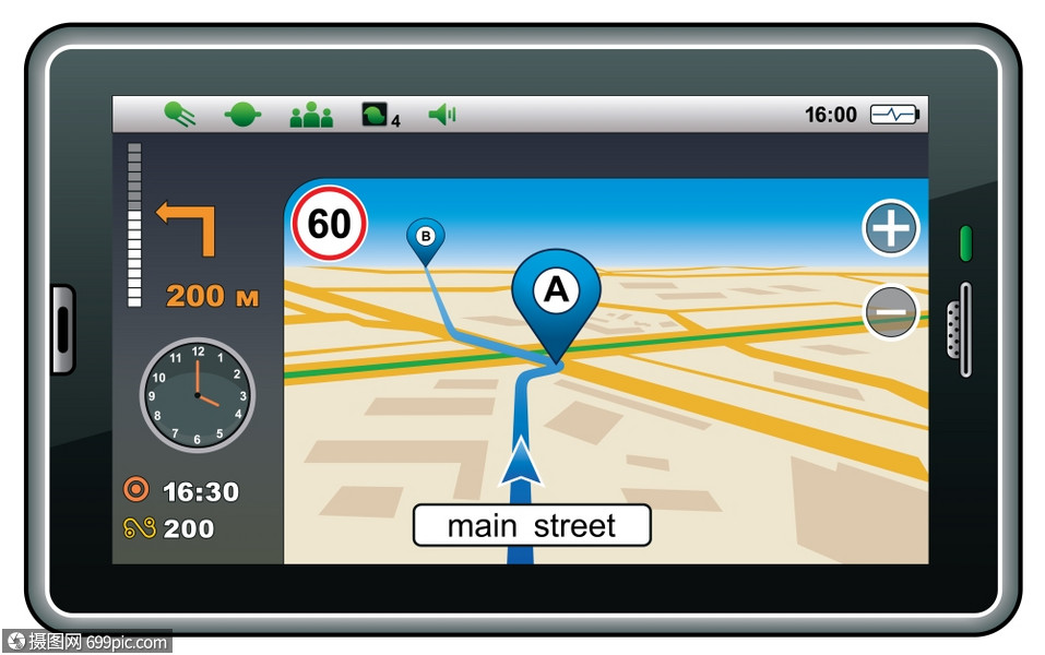 全球定位系统导航仪矢量,梯度,eps10