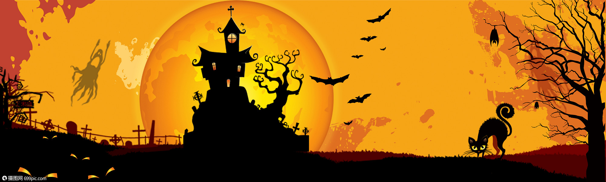 万圣节城堡psd