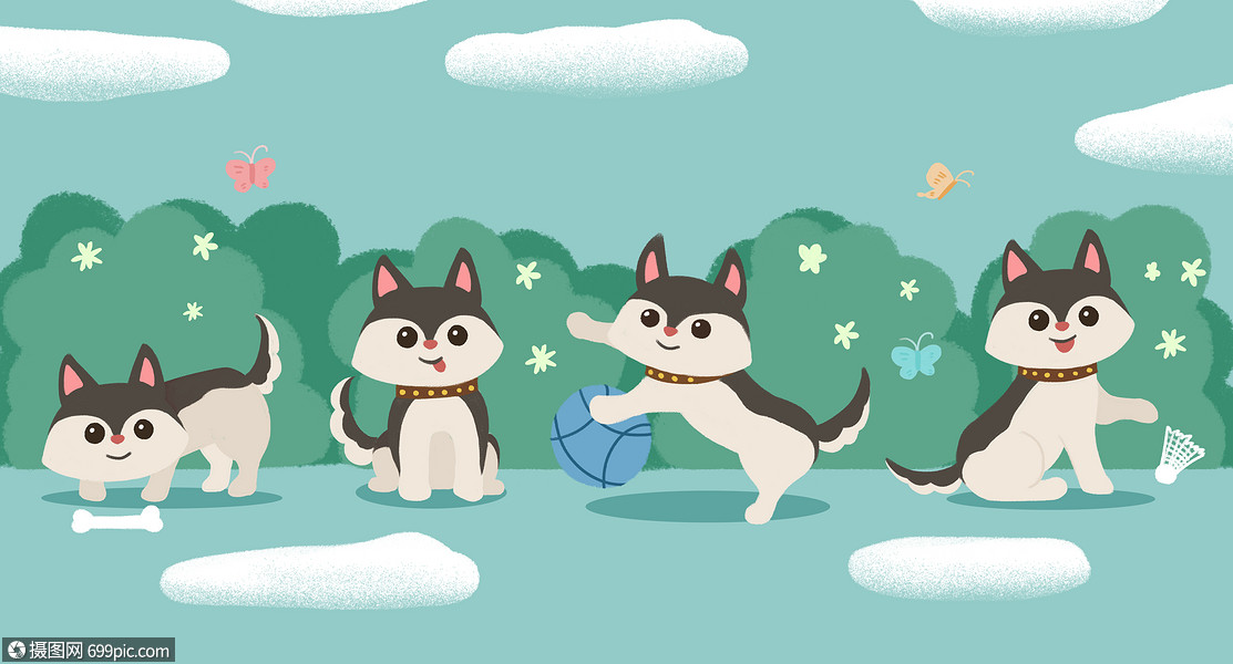 2018狗年卡通狗吉祥物狗狗狗年吉祥物背景素材