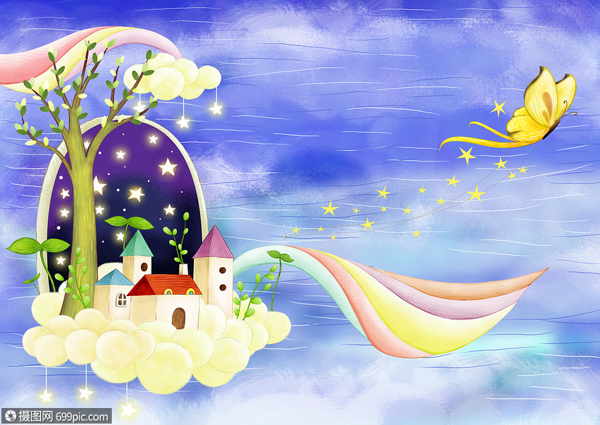 梦幻卡通数天空高清图片素材