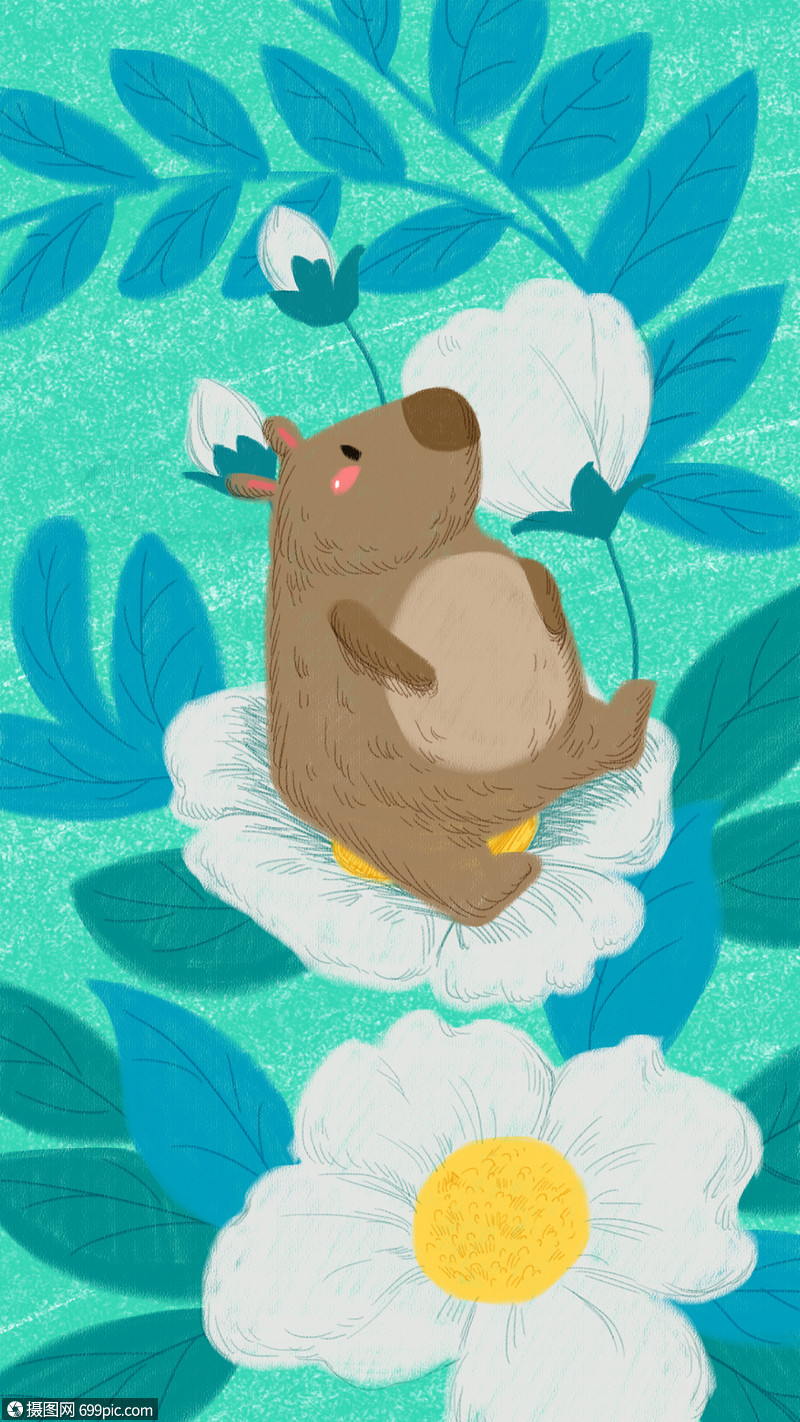 动物插画治愈系插画竖版