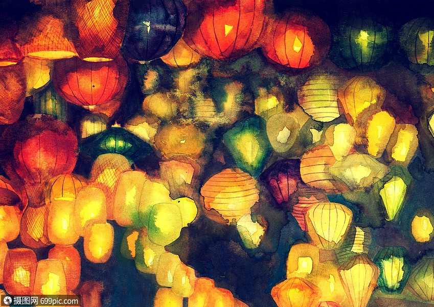 元宵节花灯华灯初上孔明灯