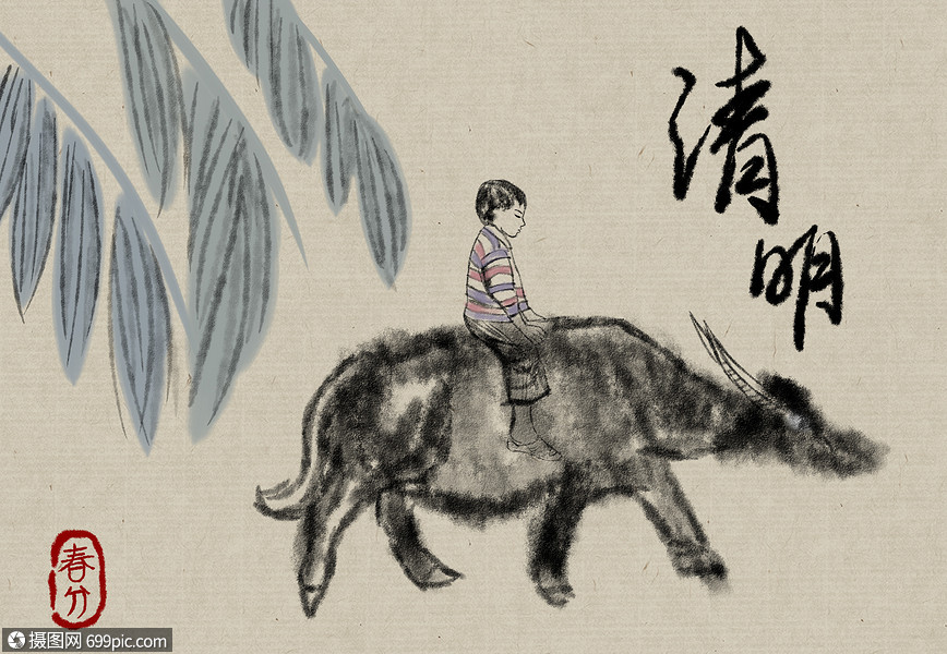 清明节放牛的牧童