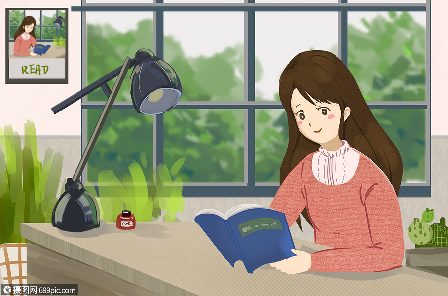 世界读书日-女孩读书