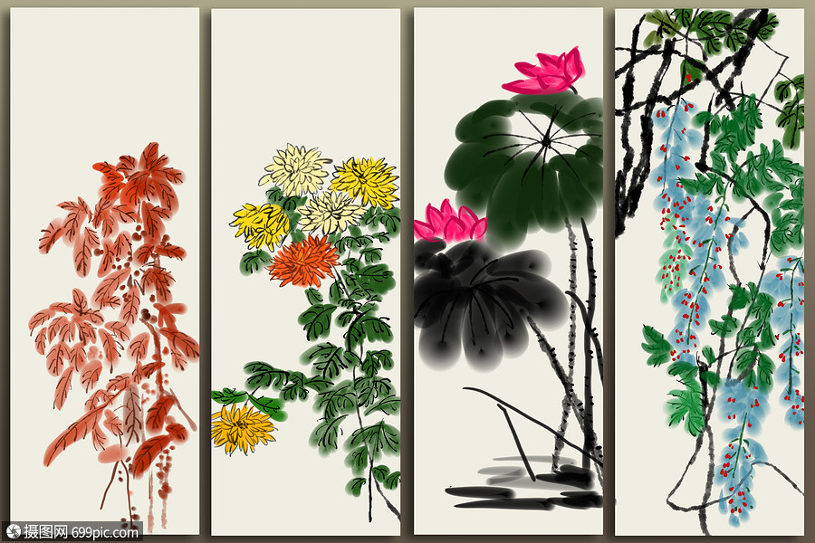 四季水墨画