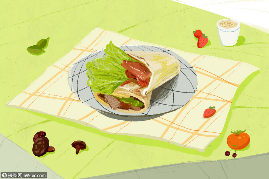 插画 生活方式 煎饼.psd