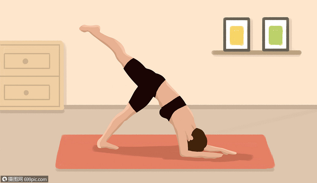 瑜伽健身手绘相框图片