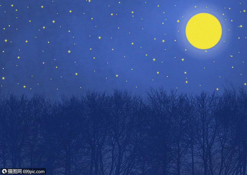 插画 背景素材 皓月当空.psd
