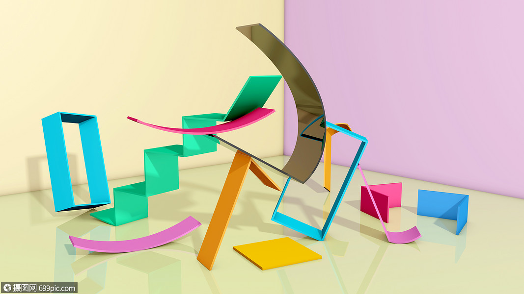 摄图网 创意合成 抽象创意 创意模型空间场景.psd
