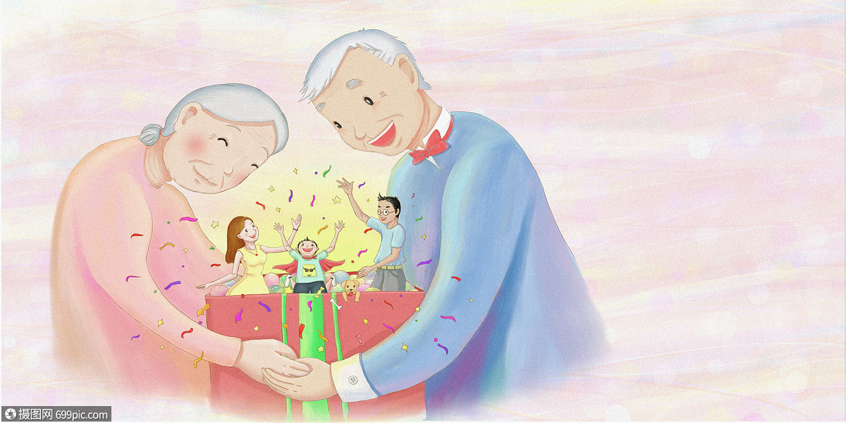 关爱老人  一家人团聚孙子亲情珍贵