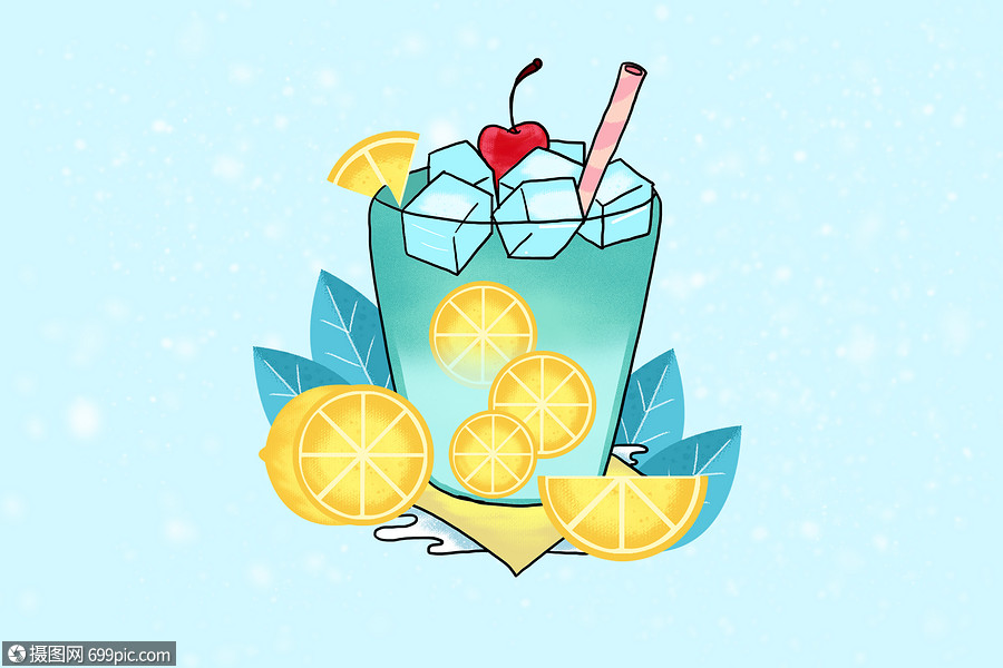 夏日饮品冰块q版图片