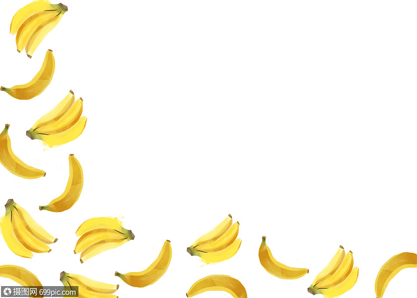 香蕉手绘二分之一留白