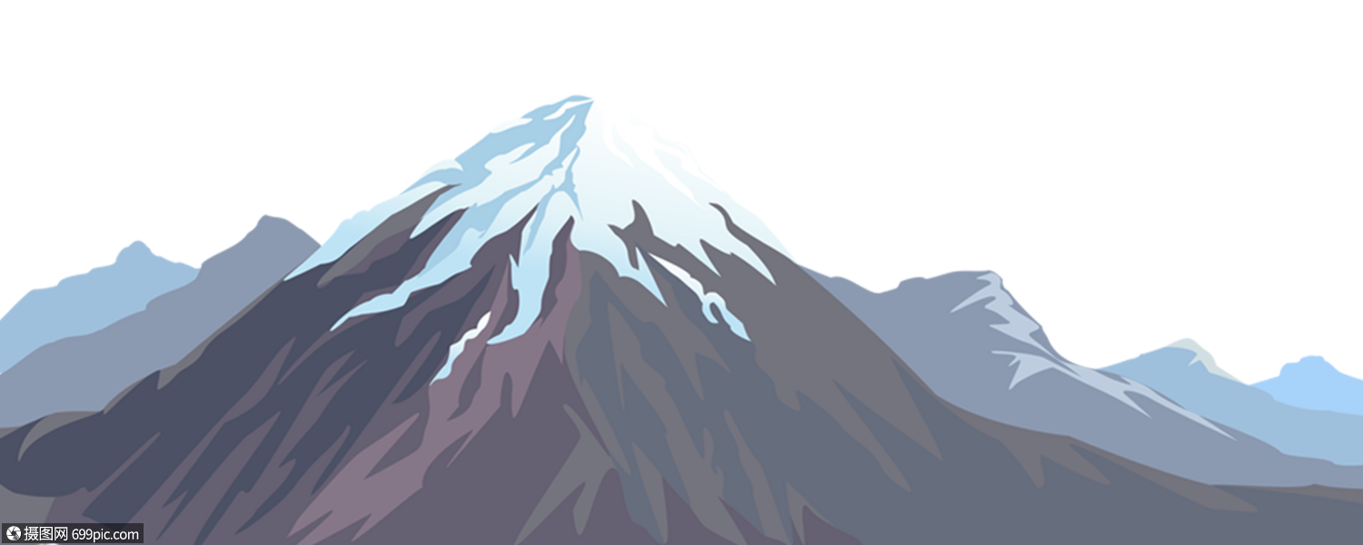 巍峨的山手绘绵延图片