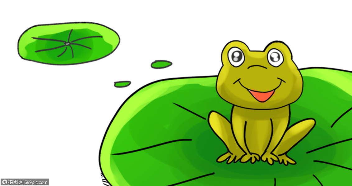 蹲在荷叶上的小青蛙蹲着绿色青蛙