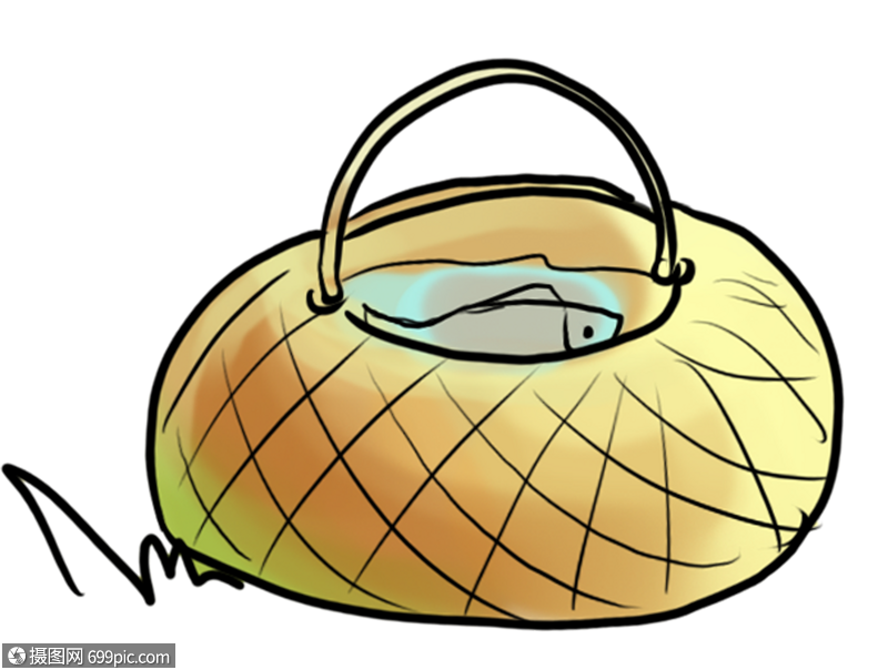 鱼篓插画素材高清图片素材