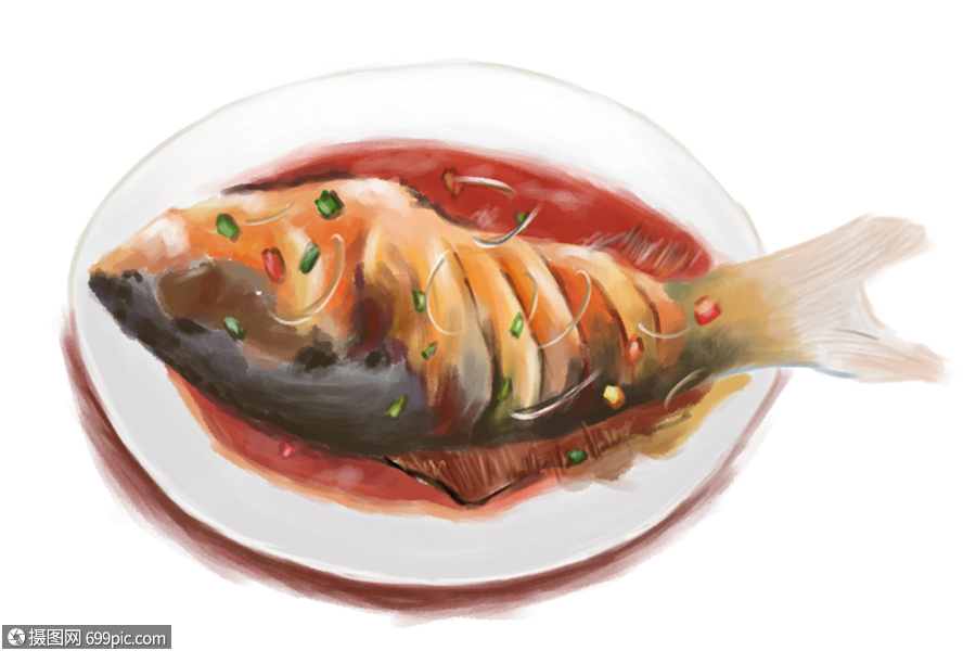 红烧鱼矢量手绘红烧鱼免费下载食物