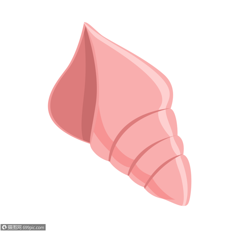 简约清新手绘扁平卡通海螺元素