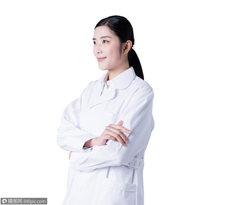 穿白大褂的女医生形象展示棚拍图片