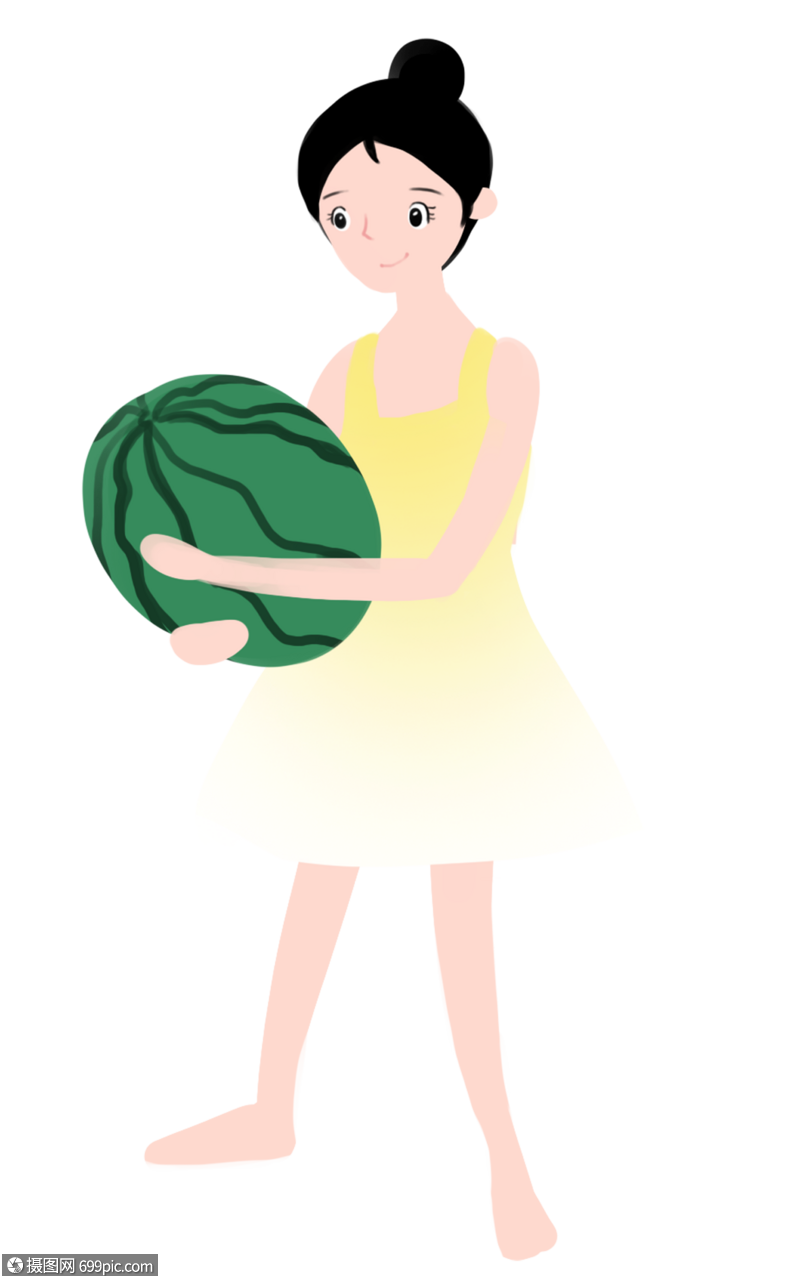 抱西瓜的女孩