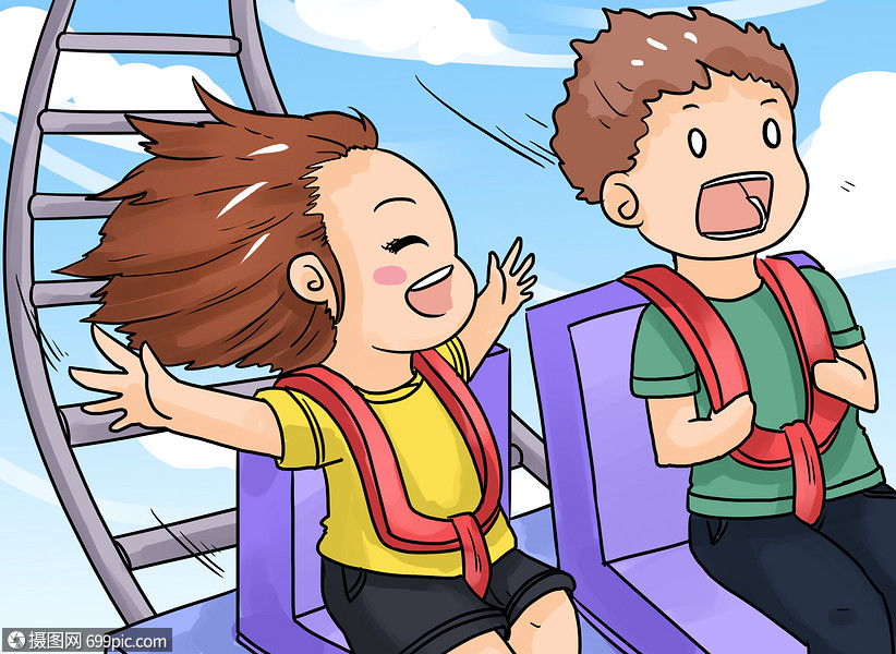 惊险过山车卡通蓝天白云