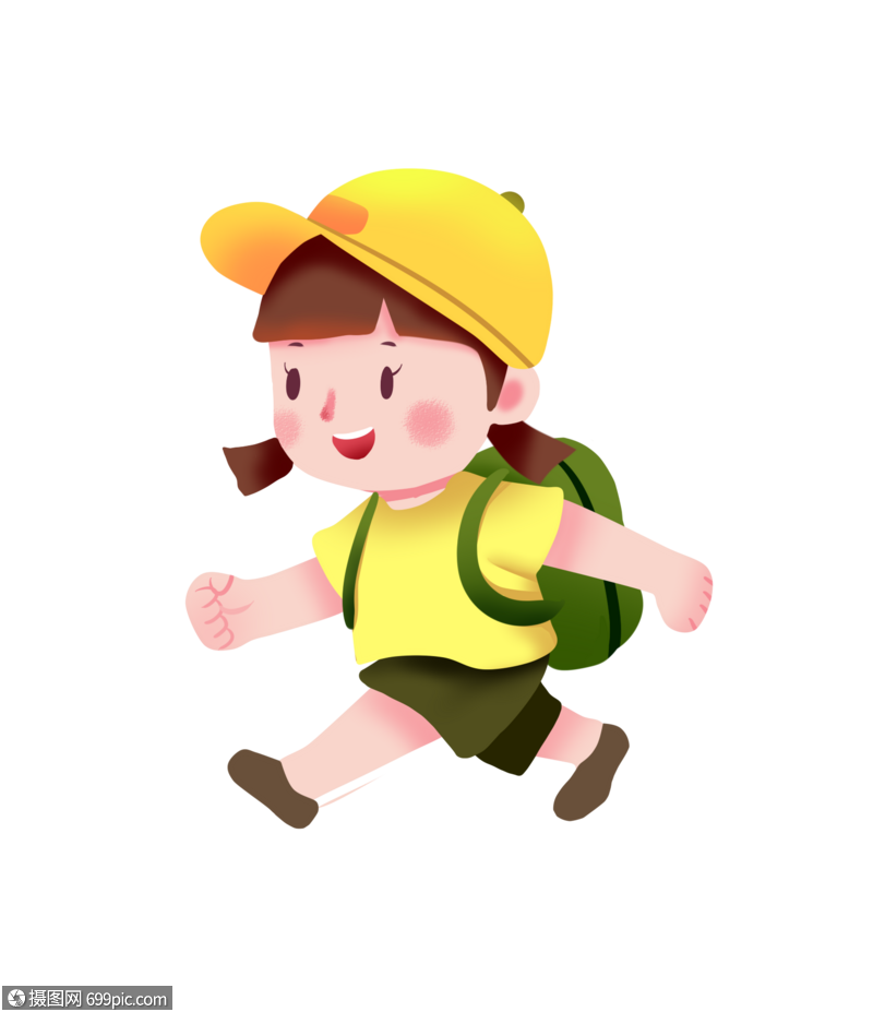 卡通人物走路女孩图片