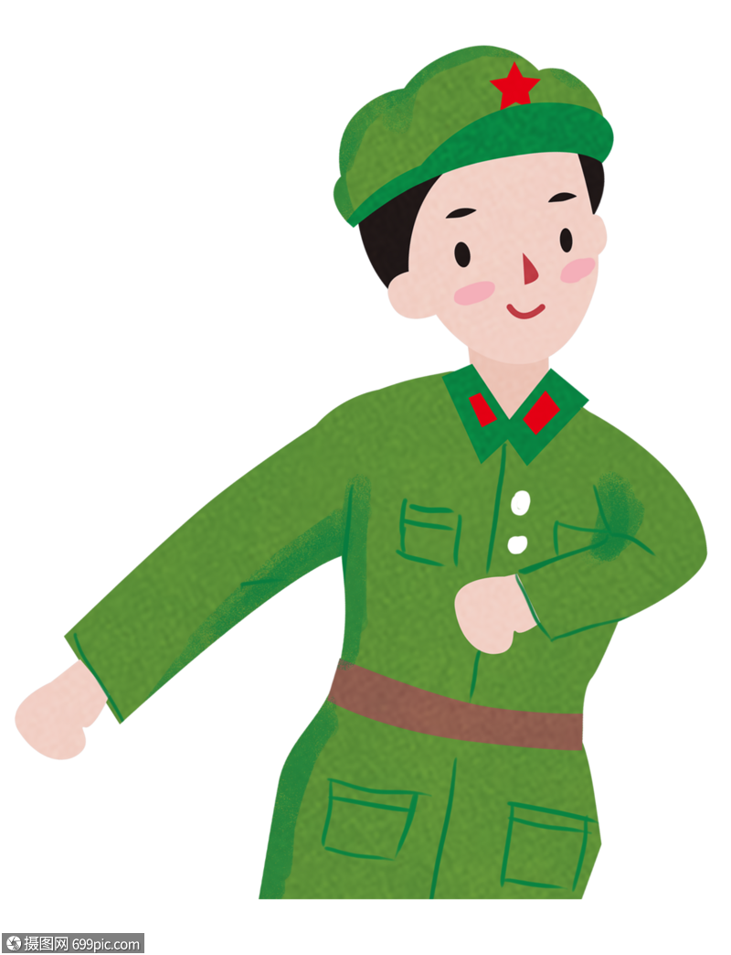 手绘解放军抗日向前进