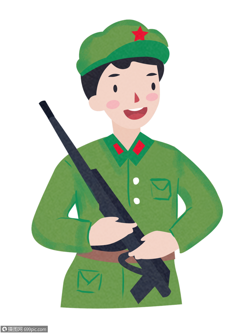 手绘解放军抗战胜利日节日