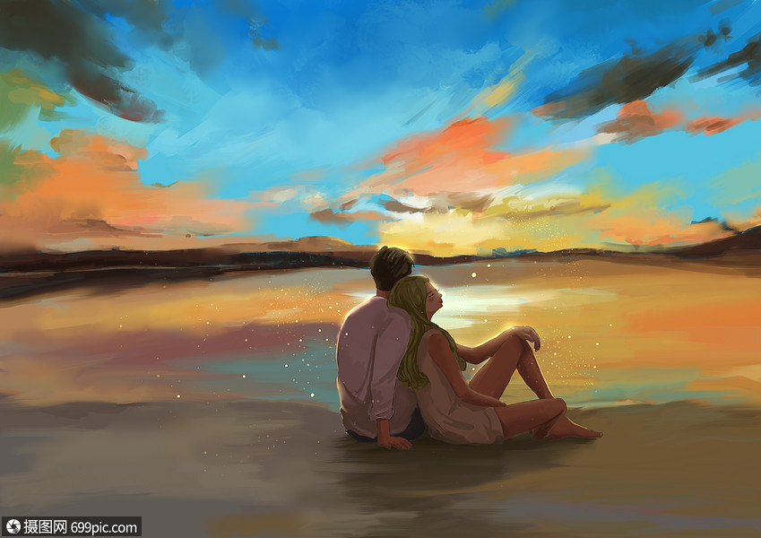 海边情侣出游高清图片素材