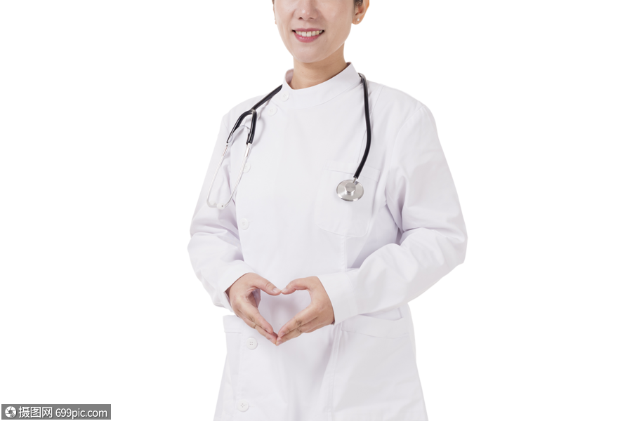 女护士手比爱心底图医护人员白大褂