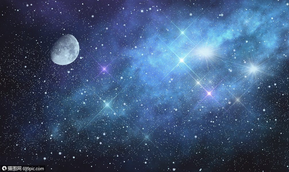星空月亮唯美背景流星暗色
