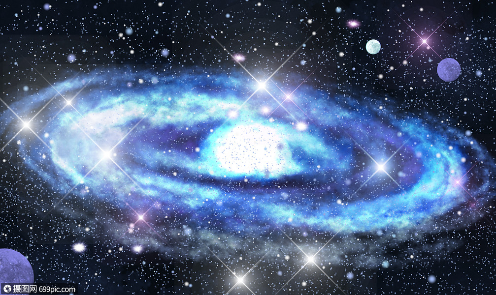 星空月亮唯美背景银河唯美星空插画