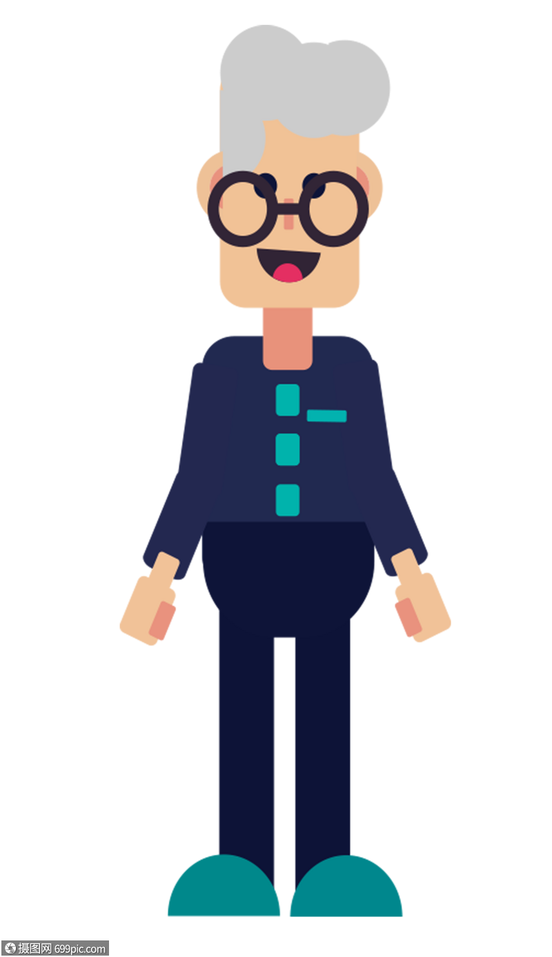 卡通眼镜老爷爷
