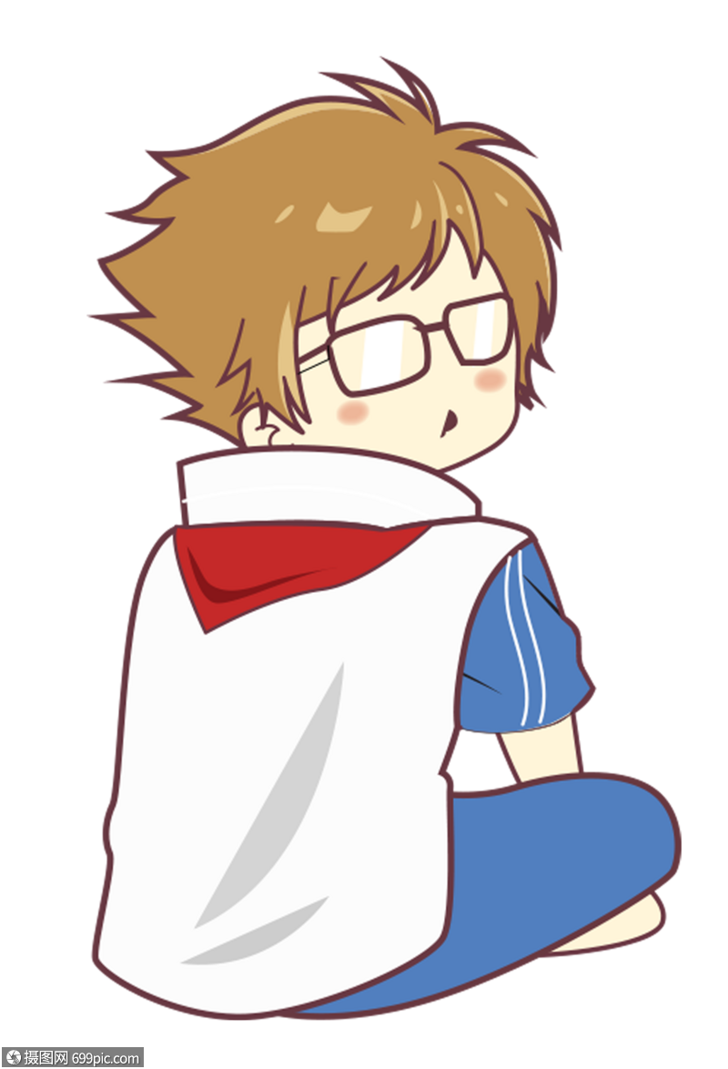坐着穿校服学生男孩元素