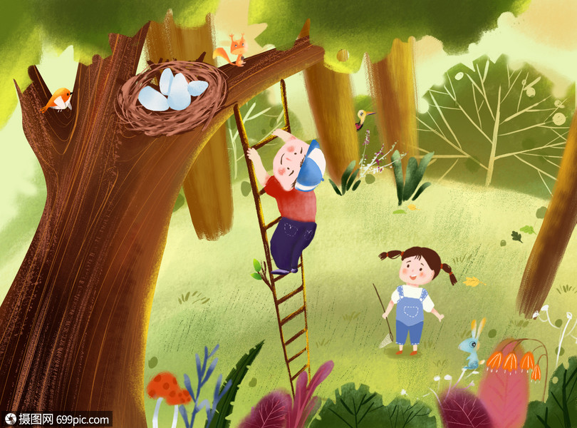 童年童趣掏鸟蛋