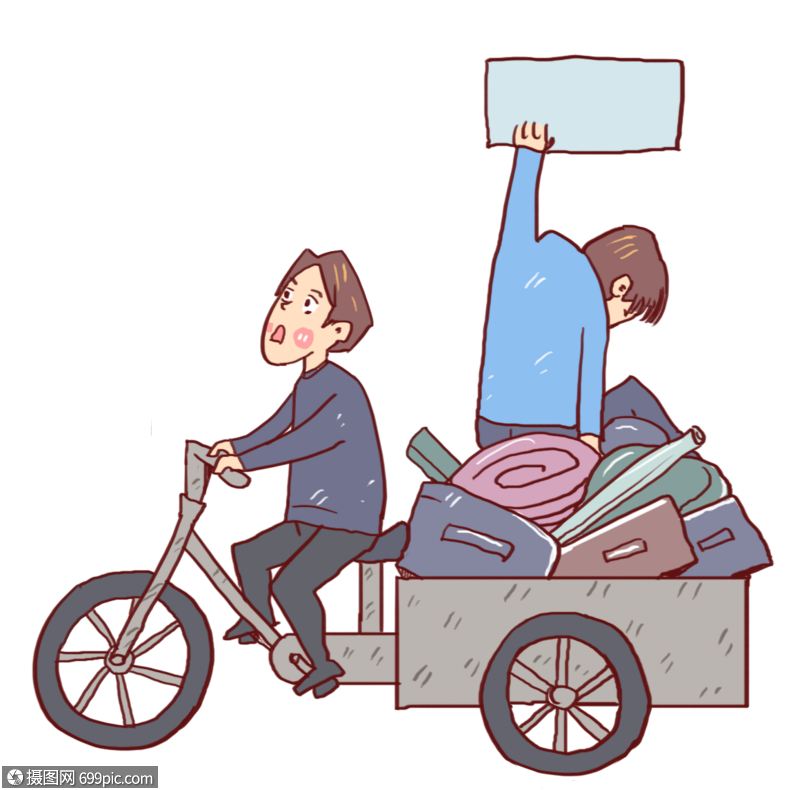 骑三轮车的男孩无处可去卡通