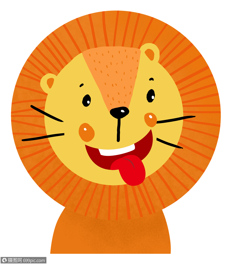 手绘卡通动物狮子q版