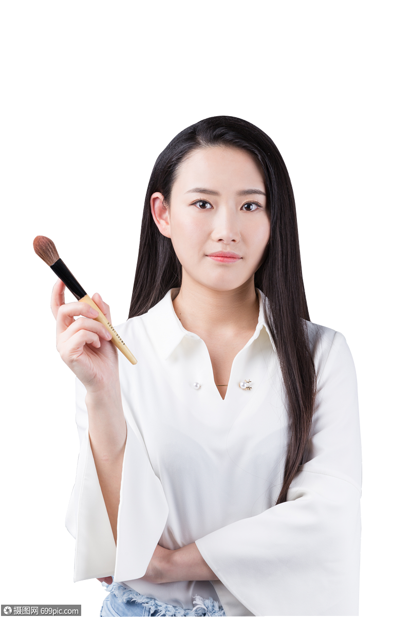 职业女性化妆师配粉刷形象照