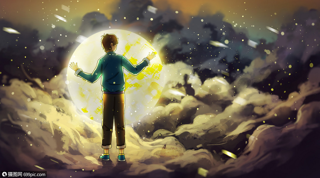 拥抱月亮的孤独少年治愈配图