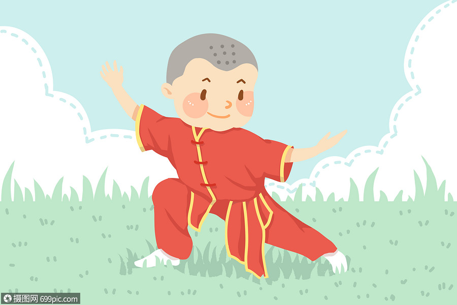 亚运会武术插画运动广告海报背景