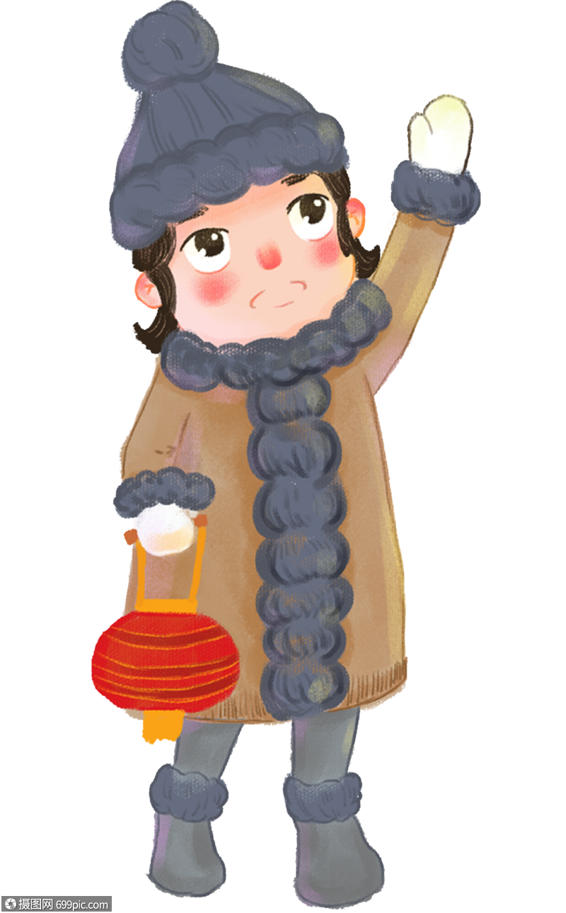 女孩提灯笼寒冷手套