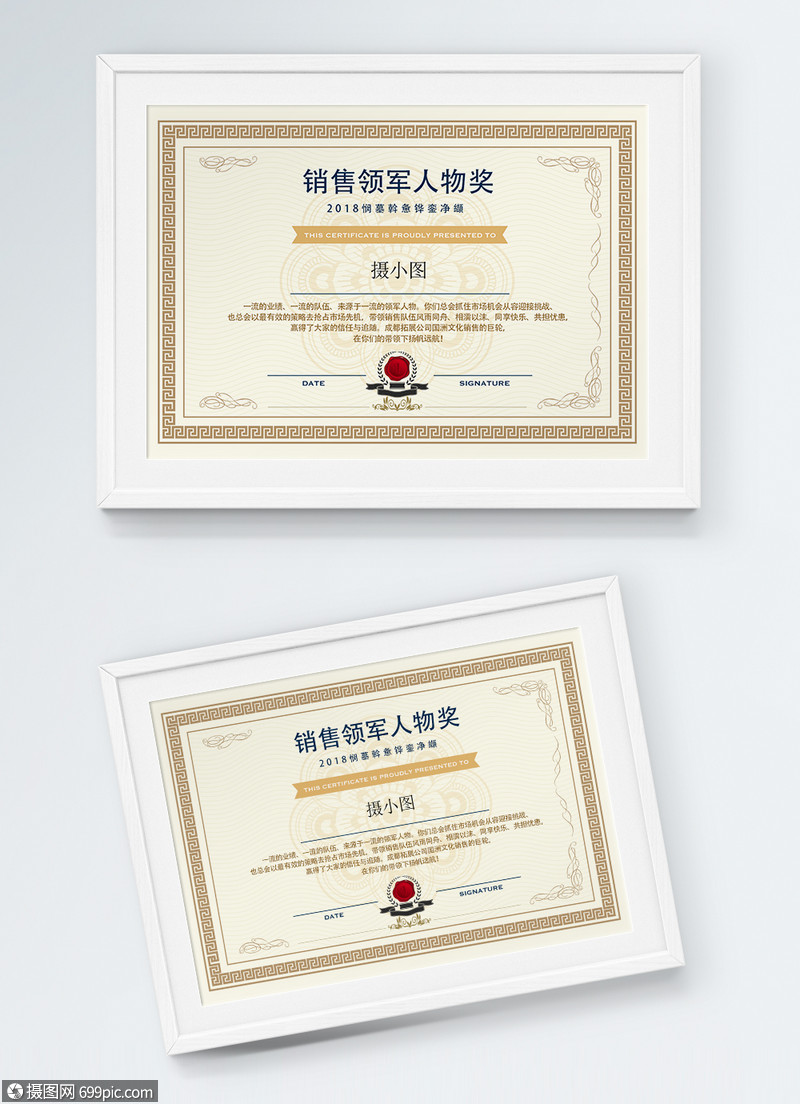 设计模板 名片卡券 简洁销售领军人物奖.psd