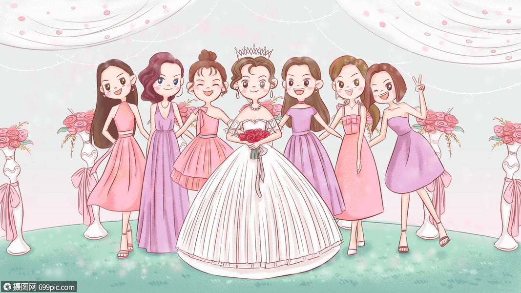 婚礼闺蜜婚纱高清图片素材