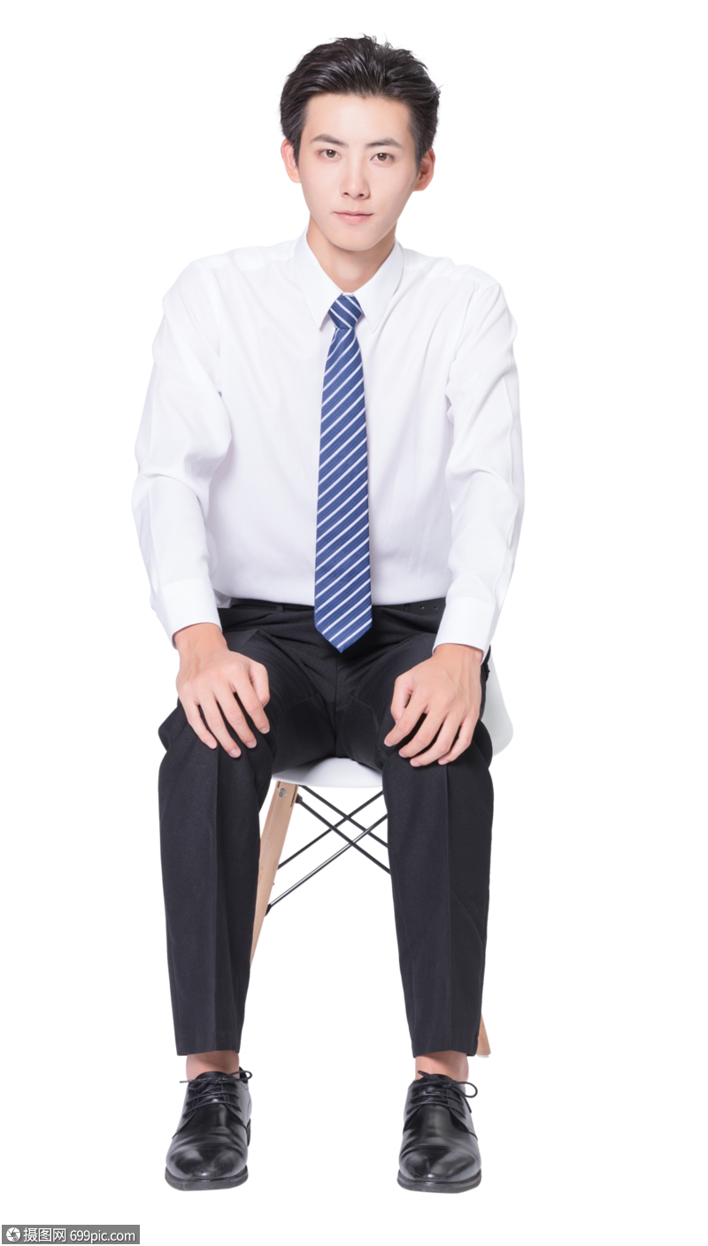 商务男士坐在凳子上等待