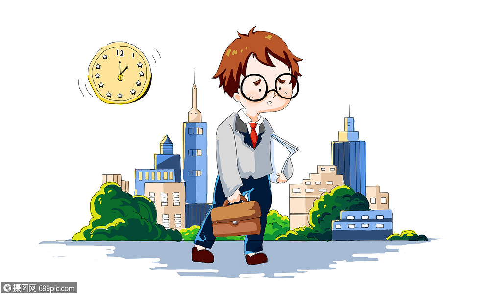 职场加班生活插画卡通人物办公